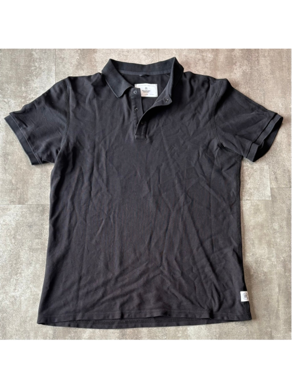 Reigning Champ Polo Shirt Mens Large Black